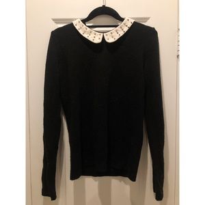 Black Maje sweater with white studded collar